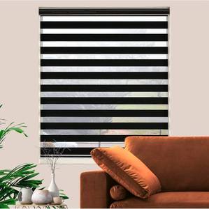 lot 20695 image: Blackout Zebra Blinds, Dual Layer Free-Stop, Room Darkening Zebra Shades, Blinds for Indoor Windows, Light Filtering Privacy Sheer Shade for Home(68 W X 72 H, Black) - Retail $107