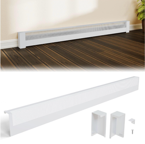 lot 20729 image: 6ft Galvanized Steel Baseboard Heater Cover with Left and Right End Caps, High Quality Easy Installation Electric Baseboard Cover for Bathroom and Hydronic Home Heating Systems, BHC6 - Retail $148