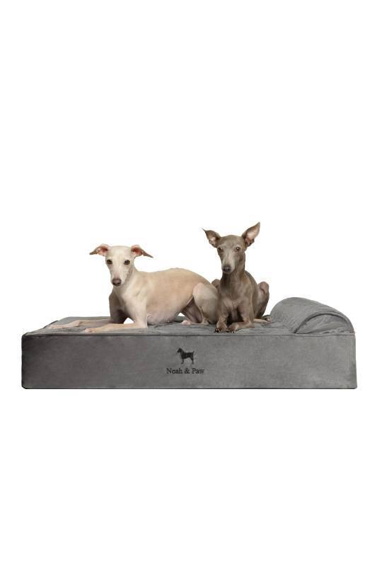 lot 1005 image: NOAH & PAW Large Dog Bed, 35x25x8.7 Inch, Orthopedic Dog Beds, Eggshell Memory Foam Infused with Cooling Gel, Waterproof, Machine Washable, Includes Inner Cover (Velvet Collection) - Retail $50