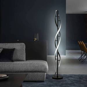 lot 1014 image: JTfany Spiral LED Floor Lamp for Bedroom,Modern Floor Lamps with Remote Control 60 Inch Dimmable Black Floor Lamp 48W Standing Lamp Timing 3 Color Temperature Corner Floor Lamps for Living Room - Retail $129