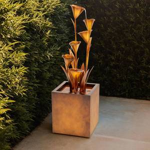 lot 1019 image: XBrand 46 Tall Bronze Metal Sculptural Flower Multi-Tier Freestanding Water Fountain Without LED Lights - Retail $230