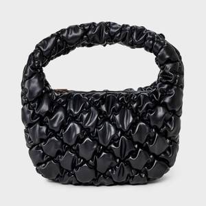 lot 1025 image: Bubble Quilted Clutch Handbag - A New Day Black Zip Closure, Single Handle, Woven Design - Retail $25