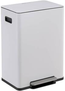 lot 1084 image: Kohler Infinity Edge 60 Liter  16 Gallon Rectangular Hands-Free Extra Large Kitchen Step Trash Can, Soft-Close Single Lid Recycling Bin, Stainless Steel - Retail $130