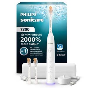 lot 1090 image: Philips Sonicare 7300 Series Electric Toothbrush - Next-Generation Sonicare Technology, Pressure Sensor, 12 Brushing Settings, SmarTimer, BrushPacer, 21-Day Runtime, Travel Case, White, HX742007 - Retail $200