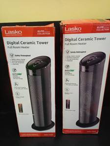 lot 1093 image: (2) Lasko Digital Ceramic Tower Full Room Heater No remote - Retail $75