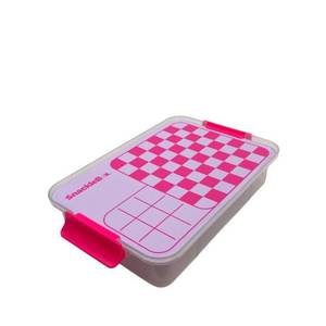 lot 1106 image: Farberware Snackle Box Checkers Food Storage Container Pink - Retail $10