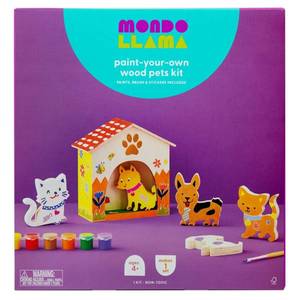 lot 1110 image: Paint-Your-Own Wood Pets Kit - Mondo Llama Safe Acrylic Paint, DIY Art Kit, Includes Stickers & Brush, Ages 4 - Retail $20