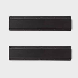 lot 1117 image: 2pk Heavy Duty Rails - Brightroom Wall Mounted Garage Storage, Black Steel Utility Rack, 90lb Capacity - Retail $10