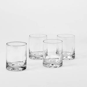 lot 1119 image: 12.5 fl oz 4pk Glass Telford Short Tumblers - Threshold Dishwasher-Safe Blown Glass Cups for Cold Beverages - Retail $9