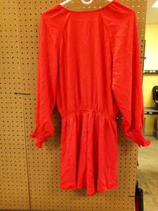 lot 1120 image: Red Polyester Long Sleeve Shorts with tie back.  Size Small - Retail $15