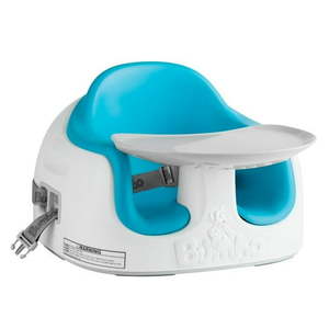 lot 1123 image: Bumbo Baby Toddler Adjustable Height 3 in 1 Non Slip Multi Seat with Tray, Blue - Retail $55