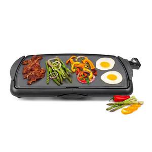 lot 1188 image: KitchenSmith 22.83 Electric Griddle Black Ceramic Cooking Surface, 1500W, Dishwasher-Safe Parts, Includes Drip Tray - Retail $20