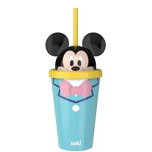 lot 1303 image: Zak Designs Mickey Mouse 9oz 3D Head Straw Tumbler - Retail $9