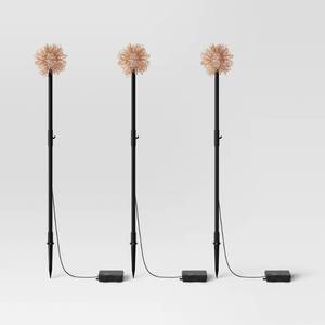 lot 1316 image: 3pk Sphere Burst Battery LED Outdoor Stake Lights BlackClear - Threshold - Retail $25