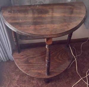 Wooden Half Moon Console Table with Turned Legs - Retail: $75