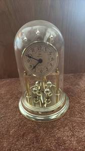 lot 60609 image: Elgin American Anniversary Clock with Glass Dome - Retail $25