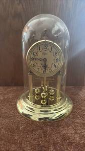 lot 60613 image: Elgin Anniversary Clock with Glass Dome - Retail $25