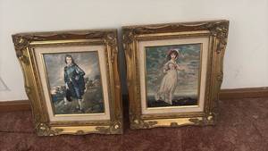 lot 60621 image: Pair of Classical Portrait Paintings in Ornate Gold Frames - Retail $75