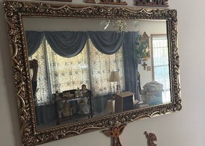 lot 60623 image: Large Ornate Baroque Style Wall Mirror - Retail $75