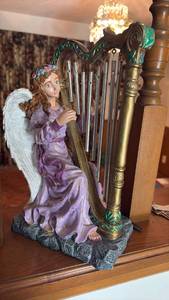 lot 60633 image: Angel with Harp Wind Chime Figurine - Retail $15