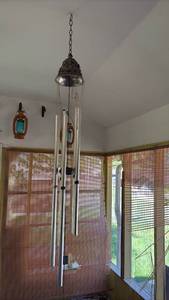 lot 60640 image: Ornate Metal Wind Chime with Angel Relief Design - Retail $25