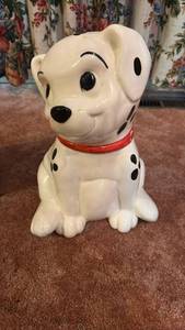 lot 60647 image: Ceramic Dalmatian Dog Cookie Jar with Red Collar - Retail $15
