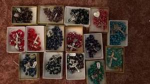 lot 60671 image: Collection of Catholic Rosary Beads with Metal Crucifixes - Retail $75