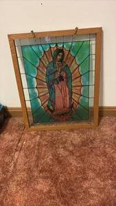 lot 60684 image: Our Lady of Guadalupe Stained Glass Window Panel - Retail $75