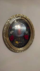 lot 60695 image: Eleco Religious Snow Globe Wall Clock with Ornate Gold Frame - Retail $25