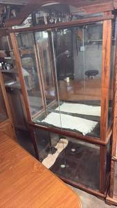 lot 60711 image: Wood Frame Display Case with Glass Doors - Retail $150