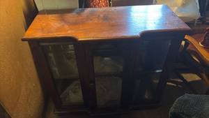 lot 60719 image: Wooden Glass Door Cabinet Storage 3 ft long  - Retail $150