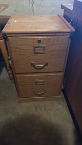 lot 60731 image: Wood File Cabinet with Brass Hardware - Retail $75
