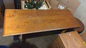 lot 60732 image: Wooden Drop Leaf Dining Table with Turned Legs - Retail $75