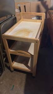 lot 60734 image: Small Wooden Utility Cart with Shelves - Retail $25