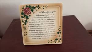 lot 60749 image: Id Marry You Again Decorative Wall Plaque with Floral Border - Retail $15