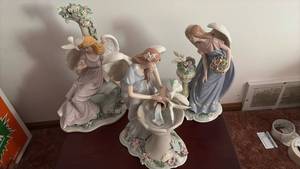 lot 60760 image: Porcelain Angel Figurines with Floral Details Set of 3 - Retail $75