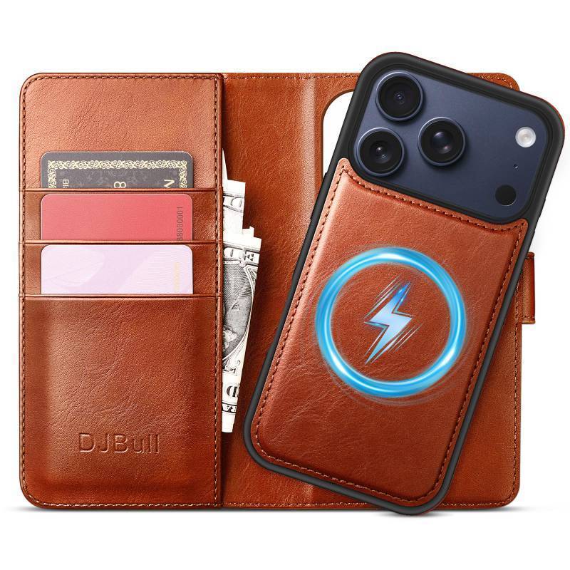 lot 26254 image: 2-in-1 Detachable Wallet Case for iPhone 17 Pro 6.3 RFID Blocking Flip Folio with Card Holder  PU Leather Shockproof Protective Cover Women Men for Apple 17 Pro Phone Case Light Brown - Retail $25