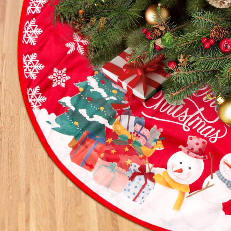 lot 26257 image: 36 Inch Christmas Tree Skirt Red and Green Xmas Tree Mat Indoor Outdoor Tree Cover for Xmas Holiday Party Home Decor