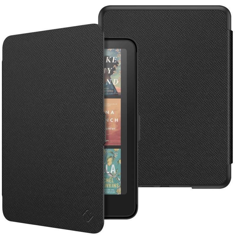 lot 26286 image: Case for 7 All-New Kindle Paperwhite (12th Generation, 2024) and Kindle Colorsoft - Slim Lightweight Shell PU Leather Protective Cover with Auto SleepWake, Black - Retail $10