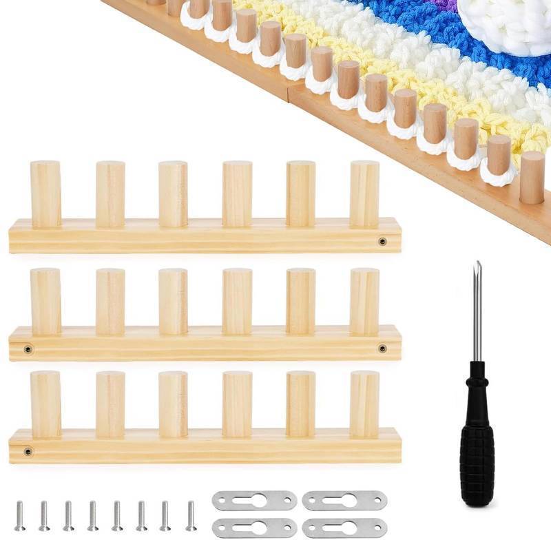 lot 26294 image: Chunky Yarn Blanket Looms, 39Inch Chunky Blanket Adjustable Portable, Hand Chunky Yarn Knitting Looms kit Beginner Friendly, Wooden Looms for Blanket - Retail $27