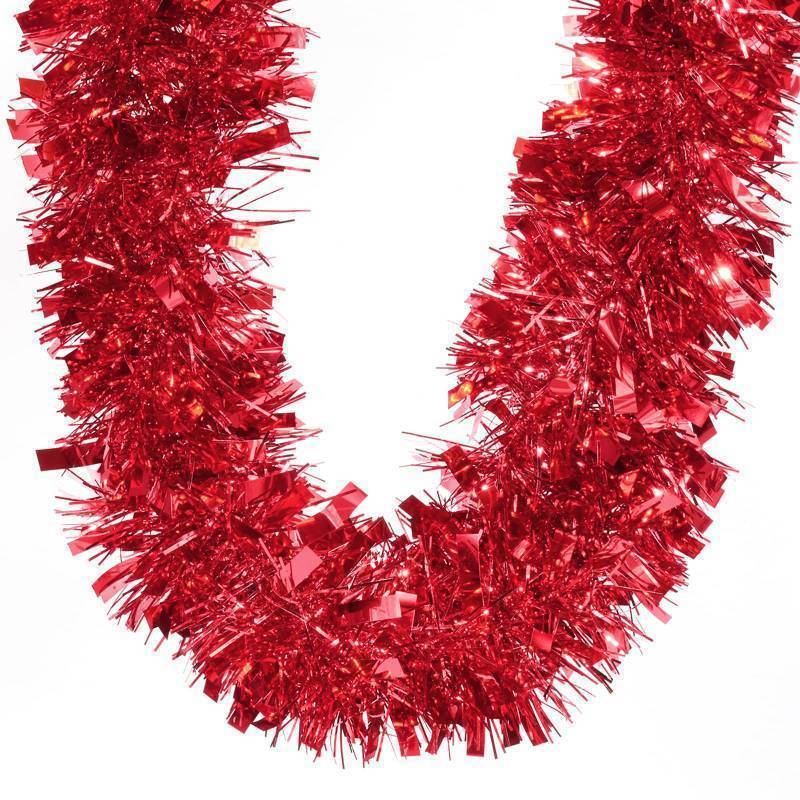 lot 15451 image: 32.8Ft Christmas Tinsel Garland, Red Tinsel Garland for Xmas Tree Decorations Holiday Birthday Wedding Party Supplies