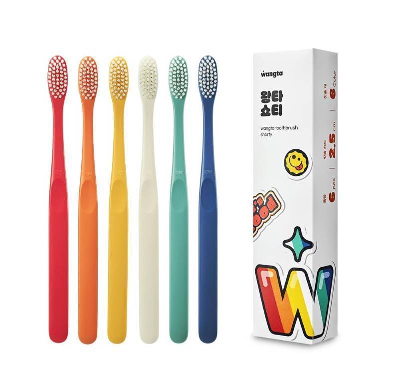 lot 16113 image: WANGTA Shorty �� Standard Toothbrush �� 1.0 inch (2.5 cm) Head  Dual Micro Bristles for Gentle Gum Care & Effective Cleaning  Made in Korea Oral Care (6 Pack) - Retail $20