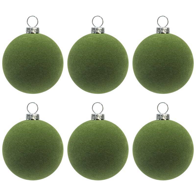 lot 16120 image: Moss Green Velvet Christmas Balls 5pcs 2.36-Inch for Christmas Tree Ornaments Wreath Garland Decorations - Retail $10