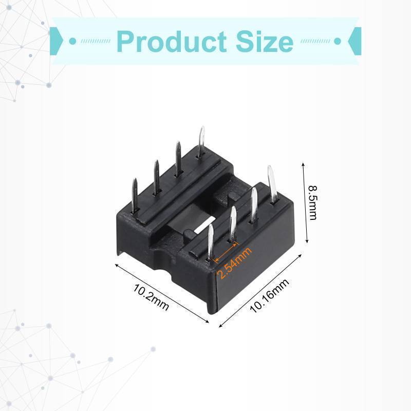 lot 34578 image: MECCANIXITY DIP IC Chip Socket Adapter 8 Pin IC Assortment Kit 2.54mm0.1 Pitch for Breadboard Project, PCB Board Design - Retail $7