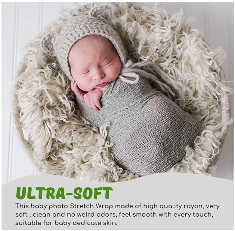 lot 54426 image: Newborn Photography Props - 3 Pcs Stretch Wraps, Professional Baby Photo Props, Long Ripple Wrap for 0-6 Month.  CANAL BLUE.