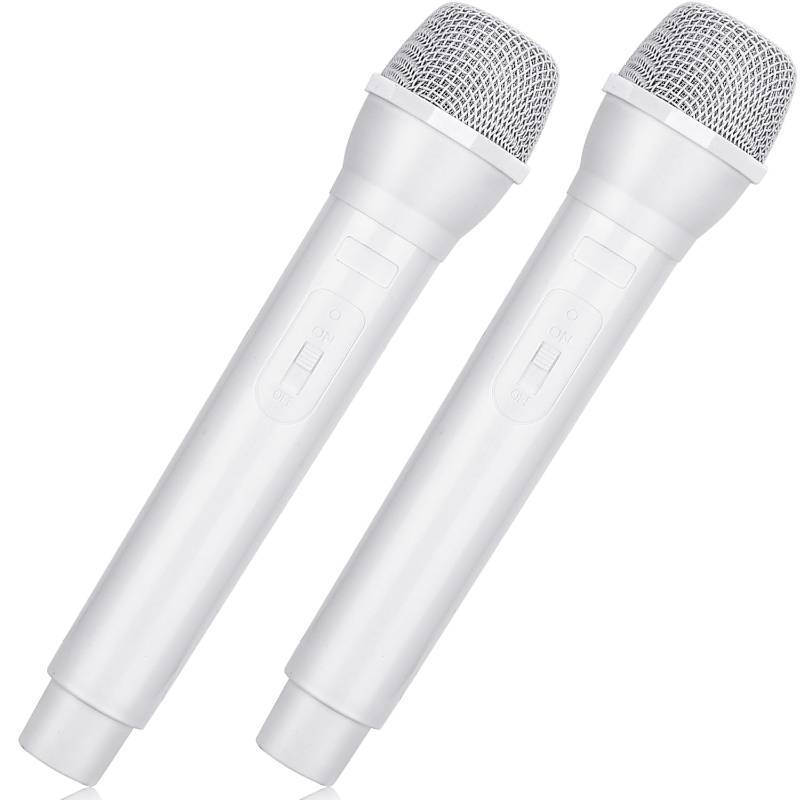 lot 24918 image: 2PCS Fake Microphone Prop, Plastic Realistic Prop Microphone, Pretend Mics Simulate Speech Practice, Mic Prop for Karaoke Costume Role Play Christmas Cosplay Music Birthday Party Favors -White - Retail $19