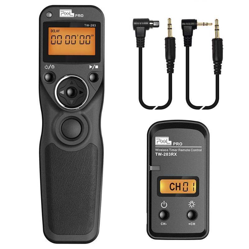 lot 26456 image: Wireless Shutter Release Compatible for Canon, Pixel TW-283 E3N3 Wireless Remote Control Timer Shutter Release Cable Compatible for Canon EOS 1300D 1100D 760D 750D 5D IV III 1D 6D II 7D. Powers On but Missing Cables. - Retail $50