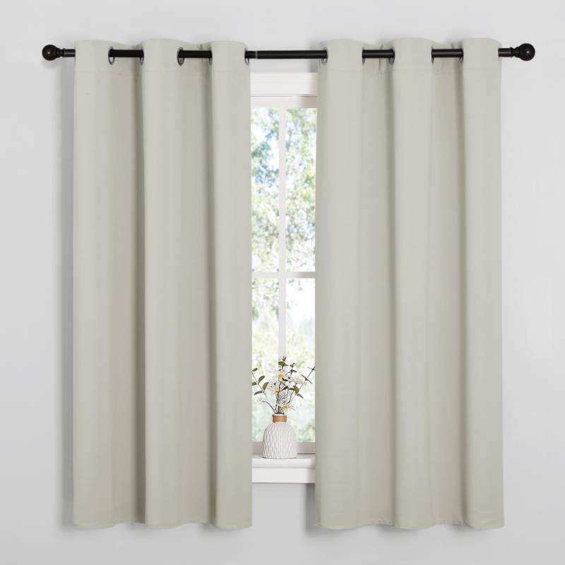 lot 26489 image: Thermal Insulated Grommet Room Darkening CurtainsDraperiesPanels for Bedroom (Bone White, 2 Panels, W42 x L63 inches) - Retail $26