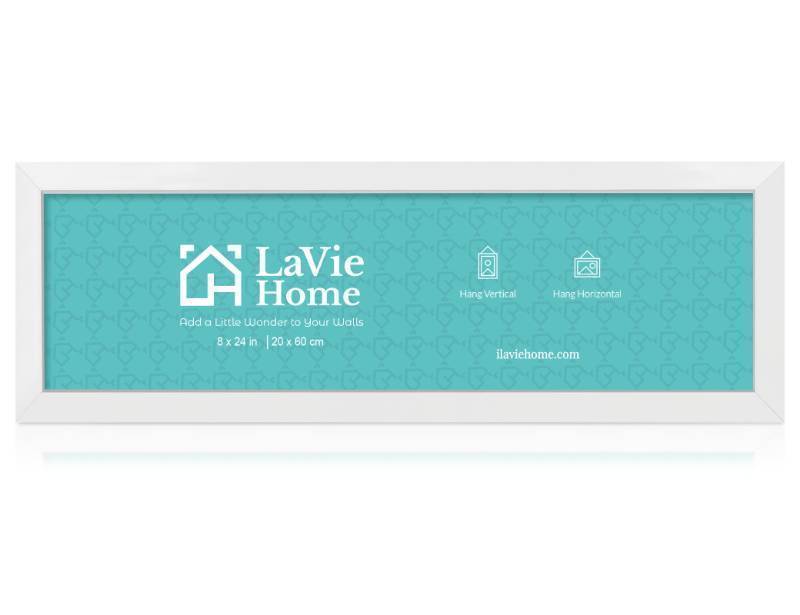 lot 26530 image: 8x24 Picture Frame White, Panoramic Picture Frame for Wall Decoration, Classic Black Minimalist Style Suitable for Decorating Houses, Offices, Hotels��1 Pack��Two Corners Have Damage. - Retail $23