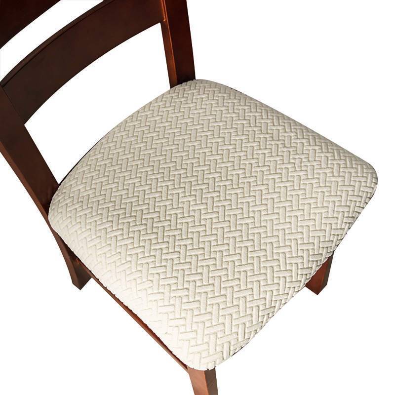 lot 24945 image: Seat Covers for Dining Room Chair Seat Slipcovers Kitchen Chair Covers (Beige, 6 Pcs) - Retail $30